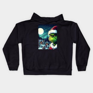 Whimsical Holidays: Grinch-Inspired Artwork and Festive Delights Kids Hoodie